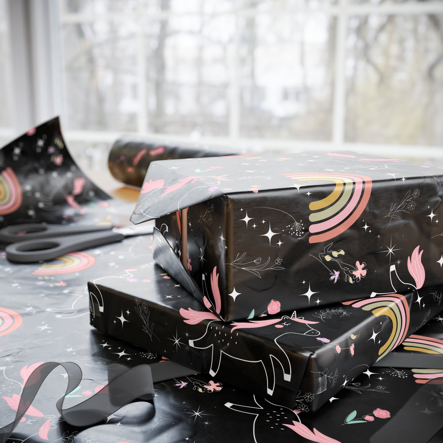 Black Unicorn Rainbow Design