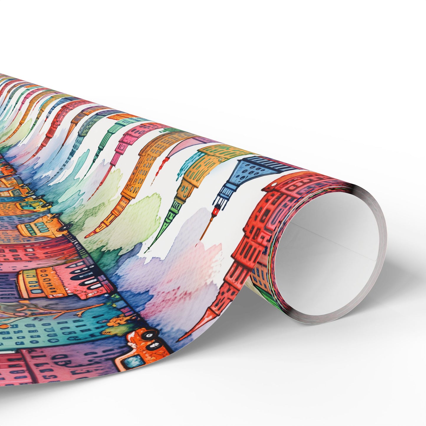 Abstract Cityscape Watercolor Gift Wrap