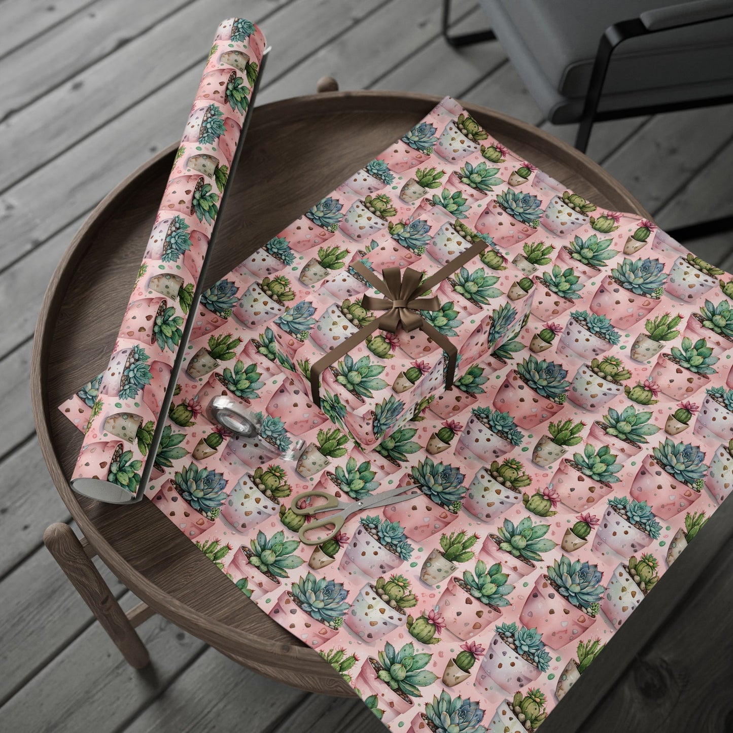 Pink Succulent Plant Gift Wrap