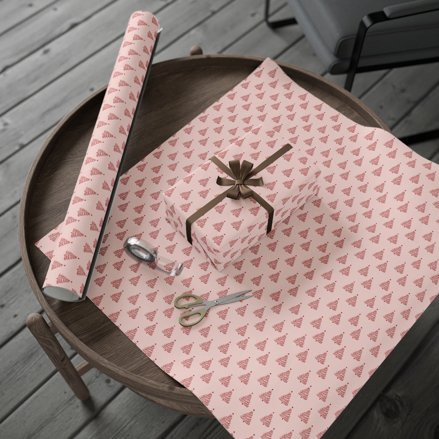 Twinkle Twirl – Pink & Red Swirl Tree Wrapping Paper