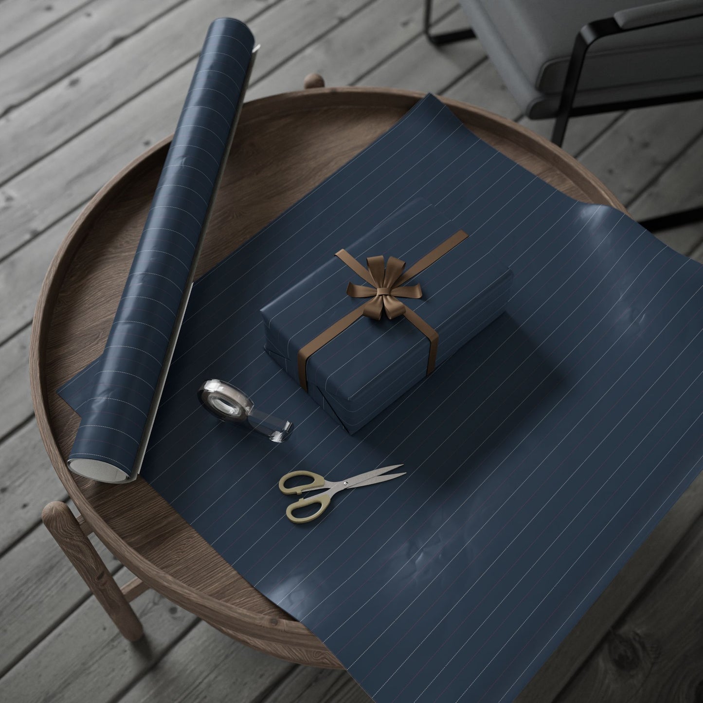 Elegant Navy Striped Wrapping Paper