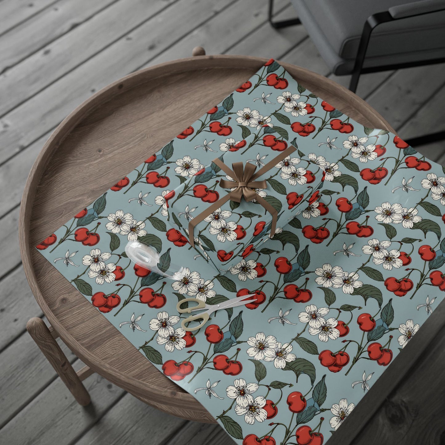 Chic Vintage Gift Wrapping Papers with Cherry Blossoms
