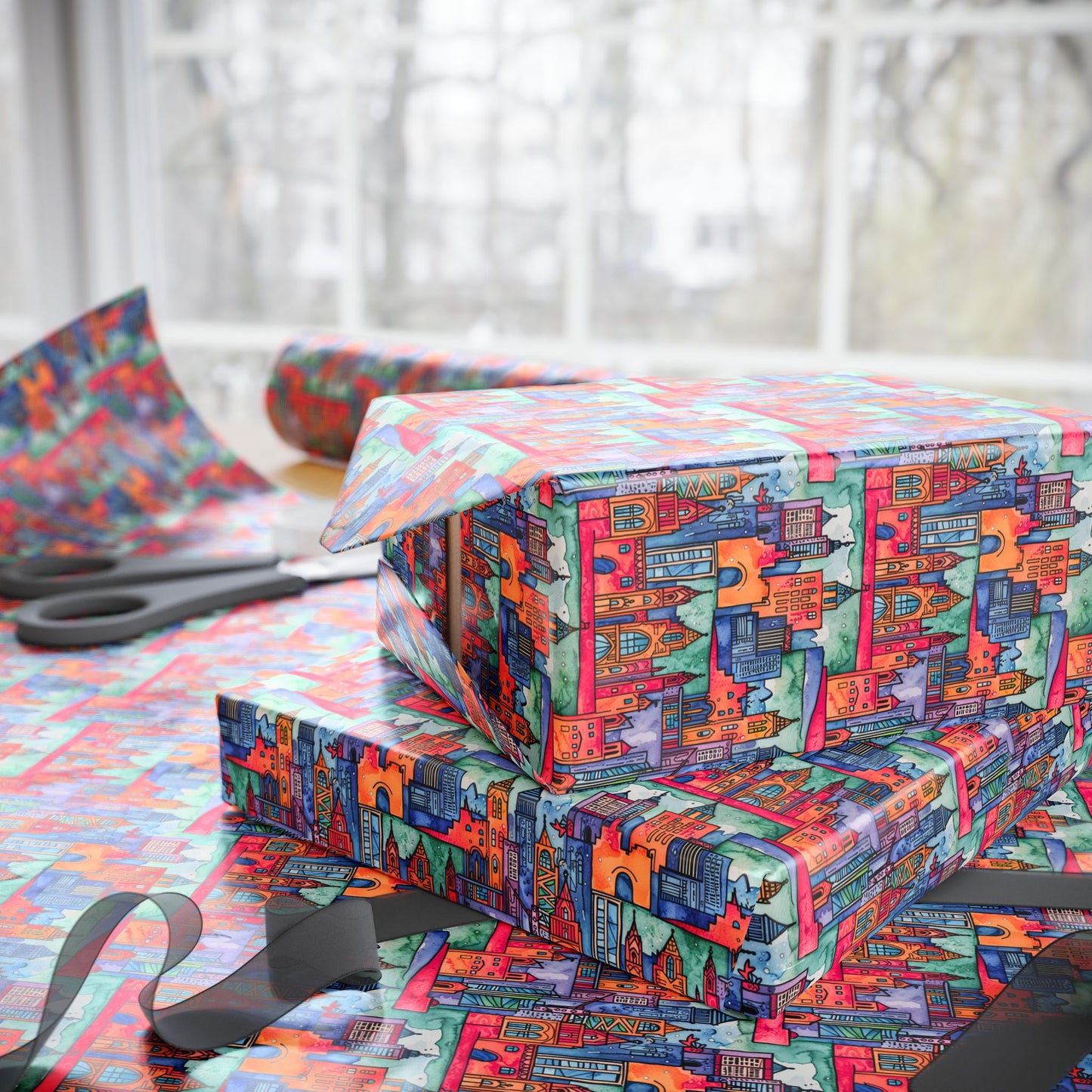 Wrapping Papers - Vibrant Abstract Cityscape