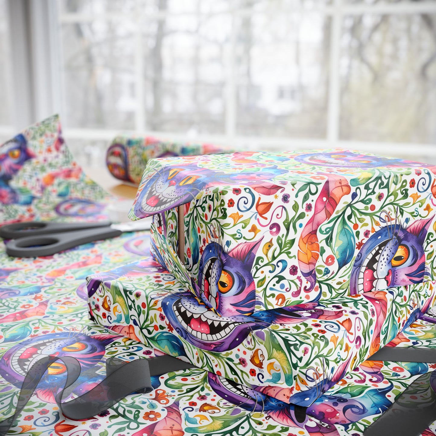 Colorful Cheshire Cat Wrapping Paper