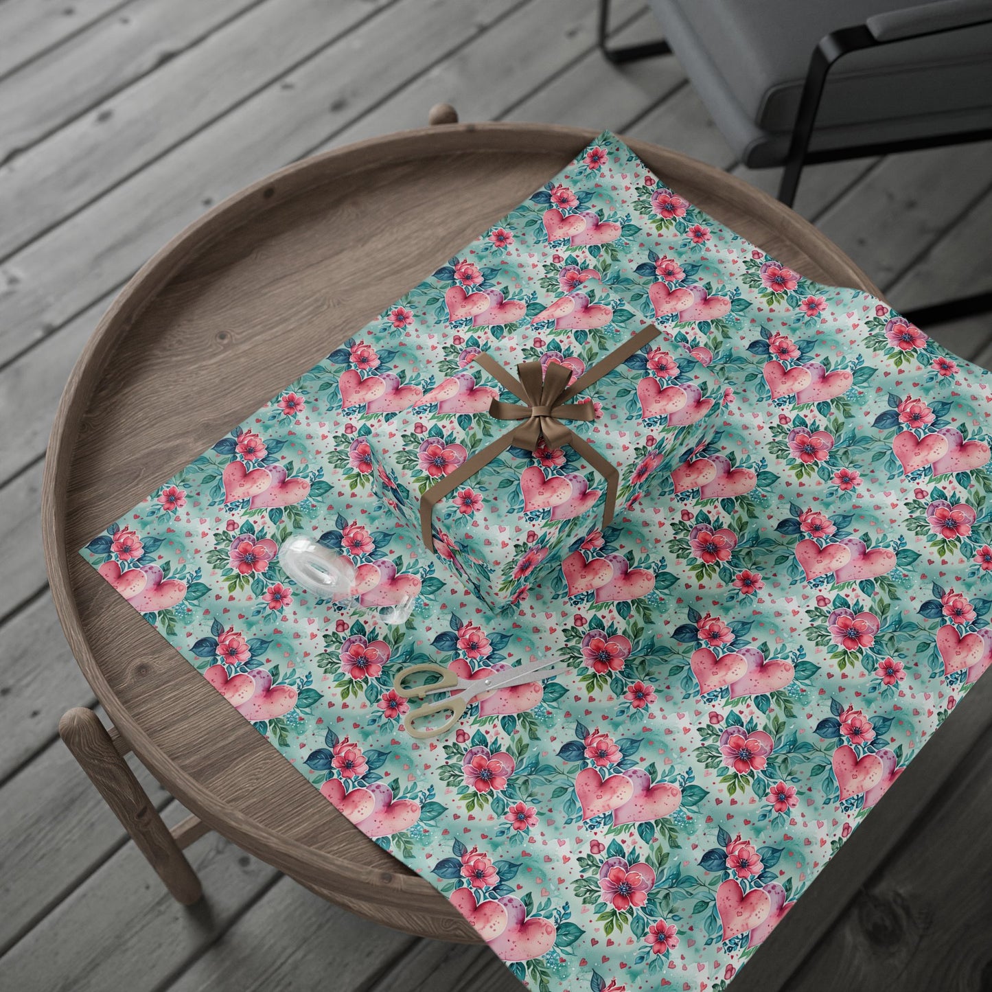 Blue & Pink Floral Gift Wrap