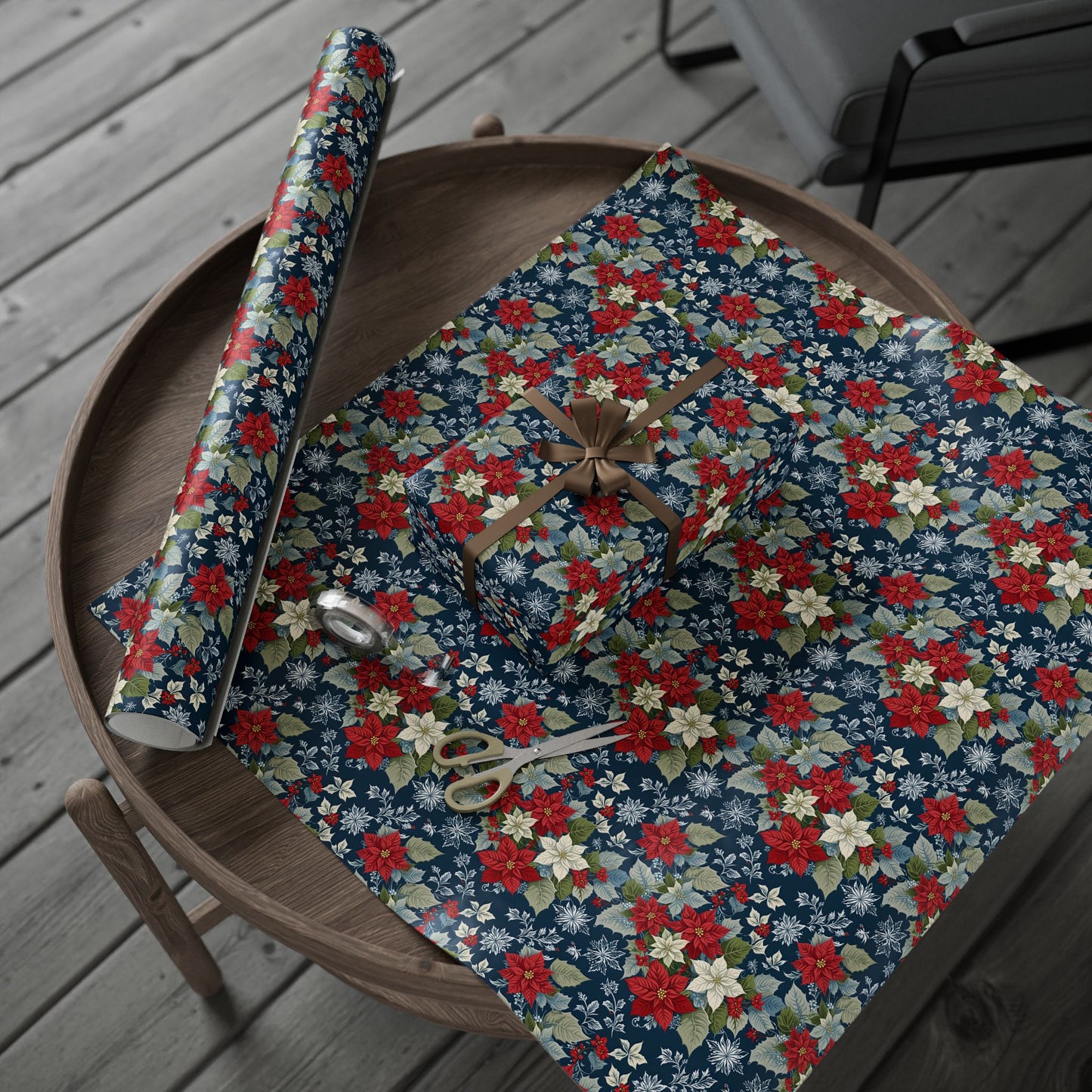 Festive Floral Christmas Wrapping Paper