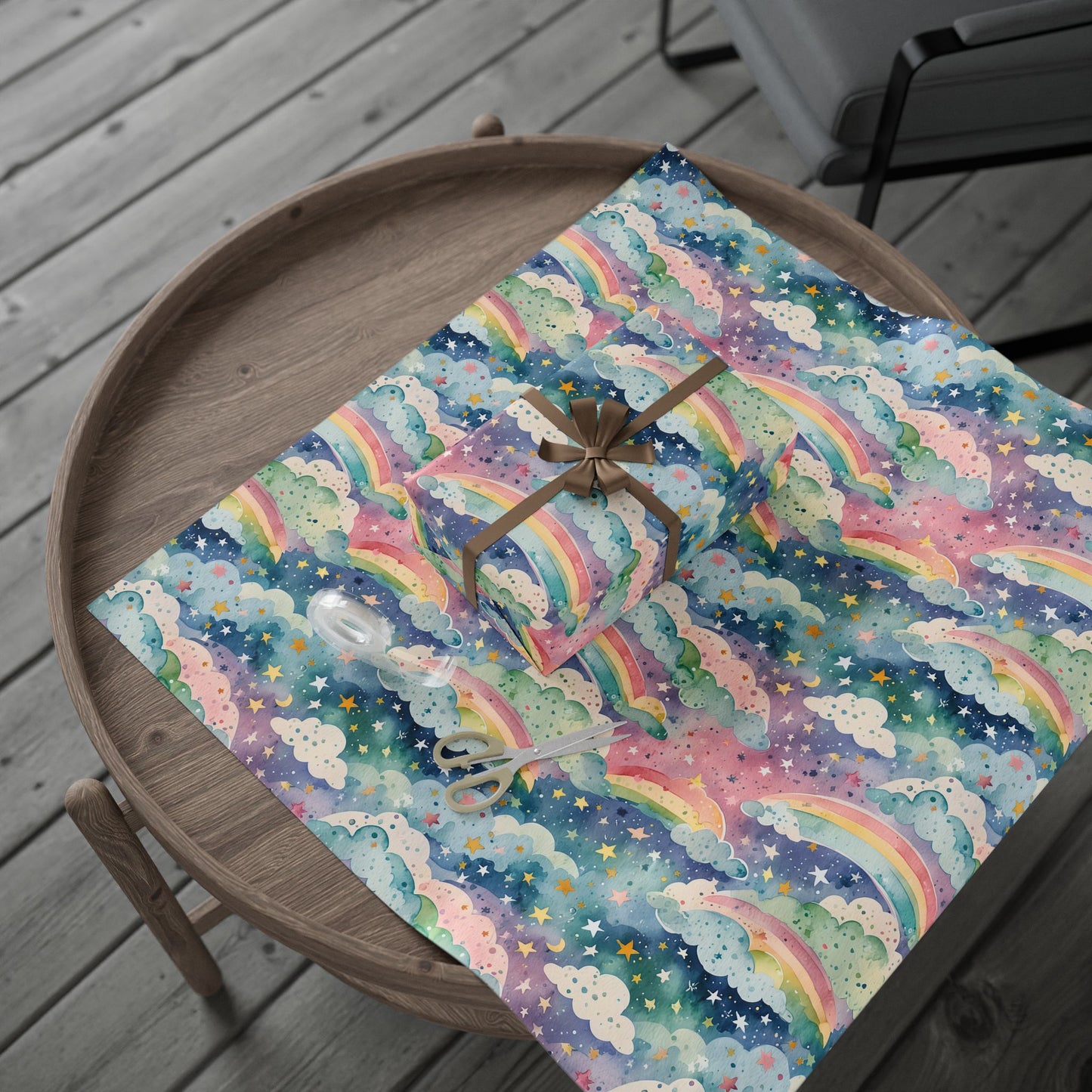 Rainbow Skies – Colorful Cloud Wrap for Joyful Gifting