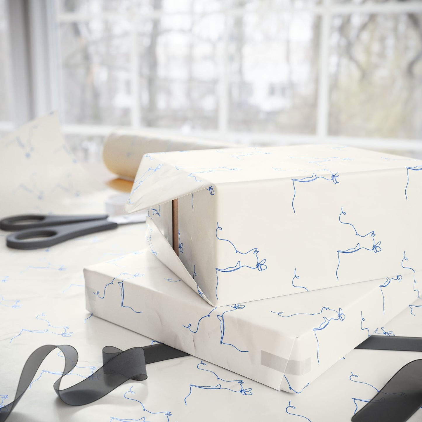 Line Drawn Cat Gift Wrap