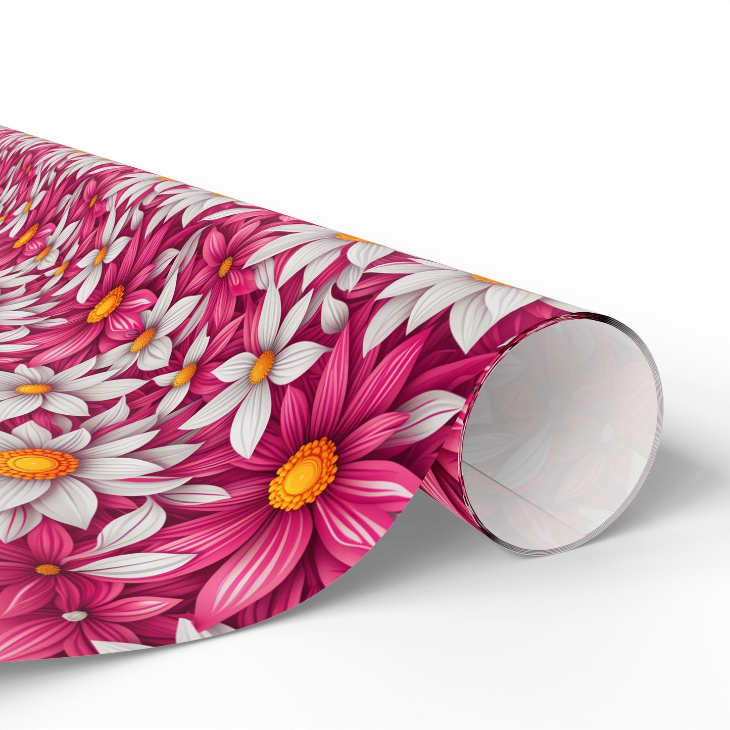 Pink & White Daisy Floral Gift Wrap Paper