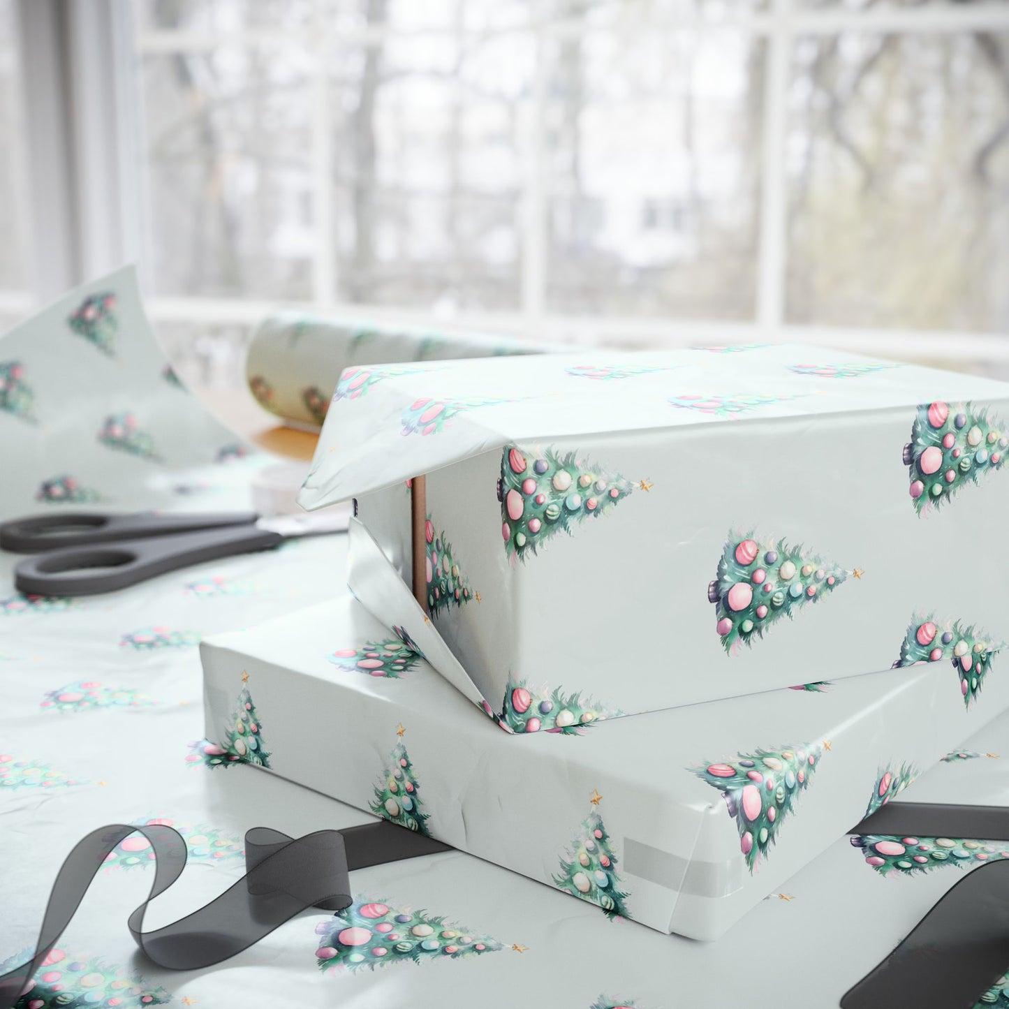 Pastel Pines – Dreamy Retro Christmas Tree Wrapping Paper