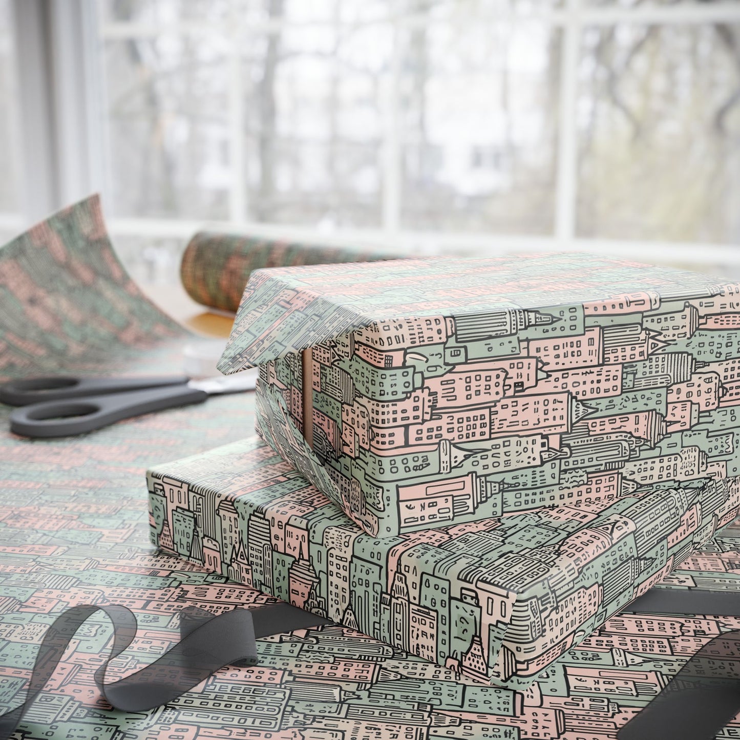Wrapping Papers - Abstract Pastel Cityscape Gift Wrap