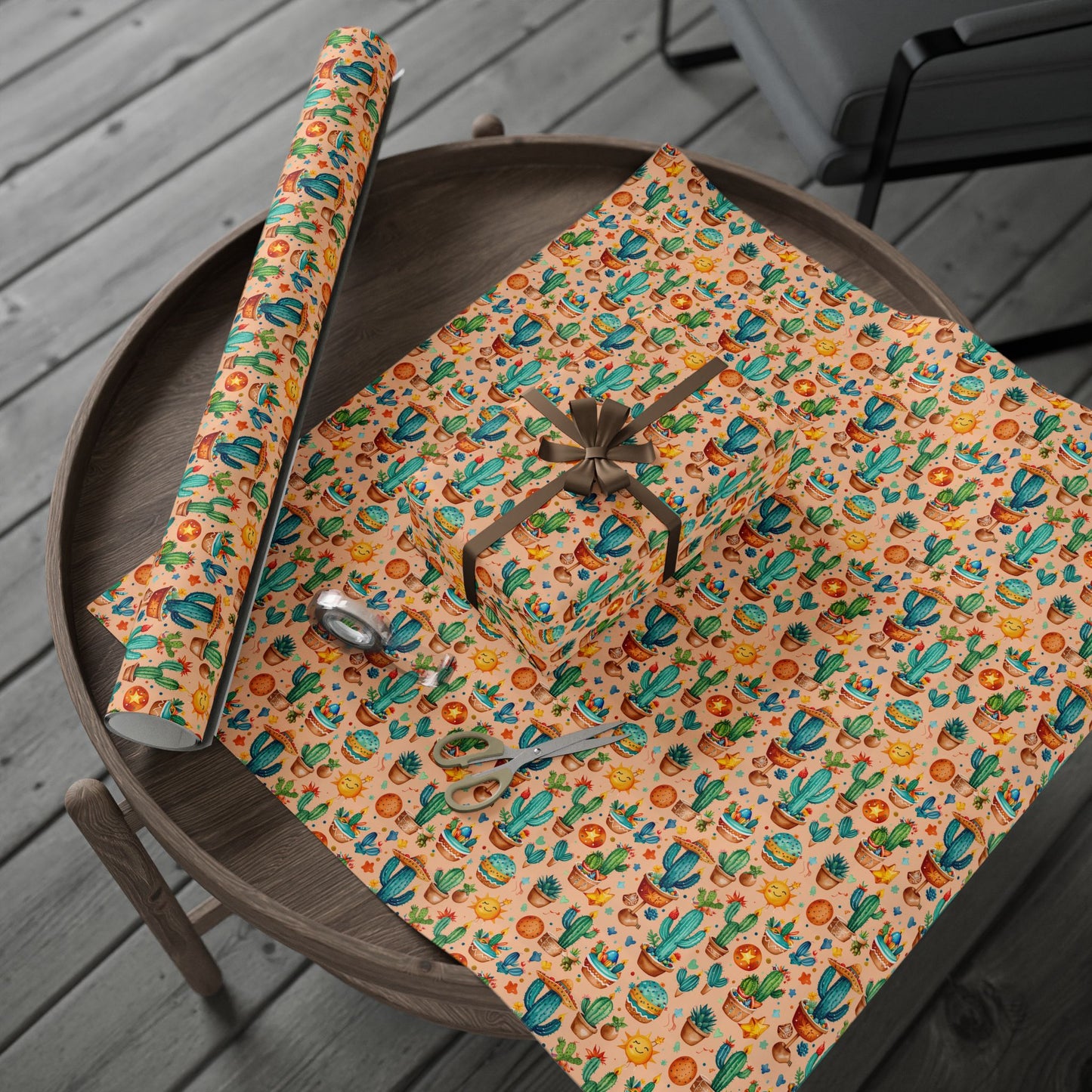 Cactus Pattern Birthday Wrapping Paper
