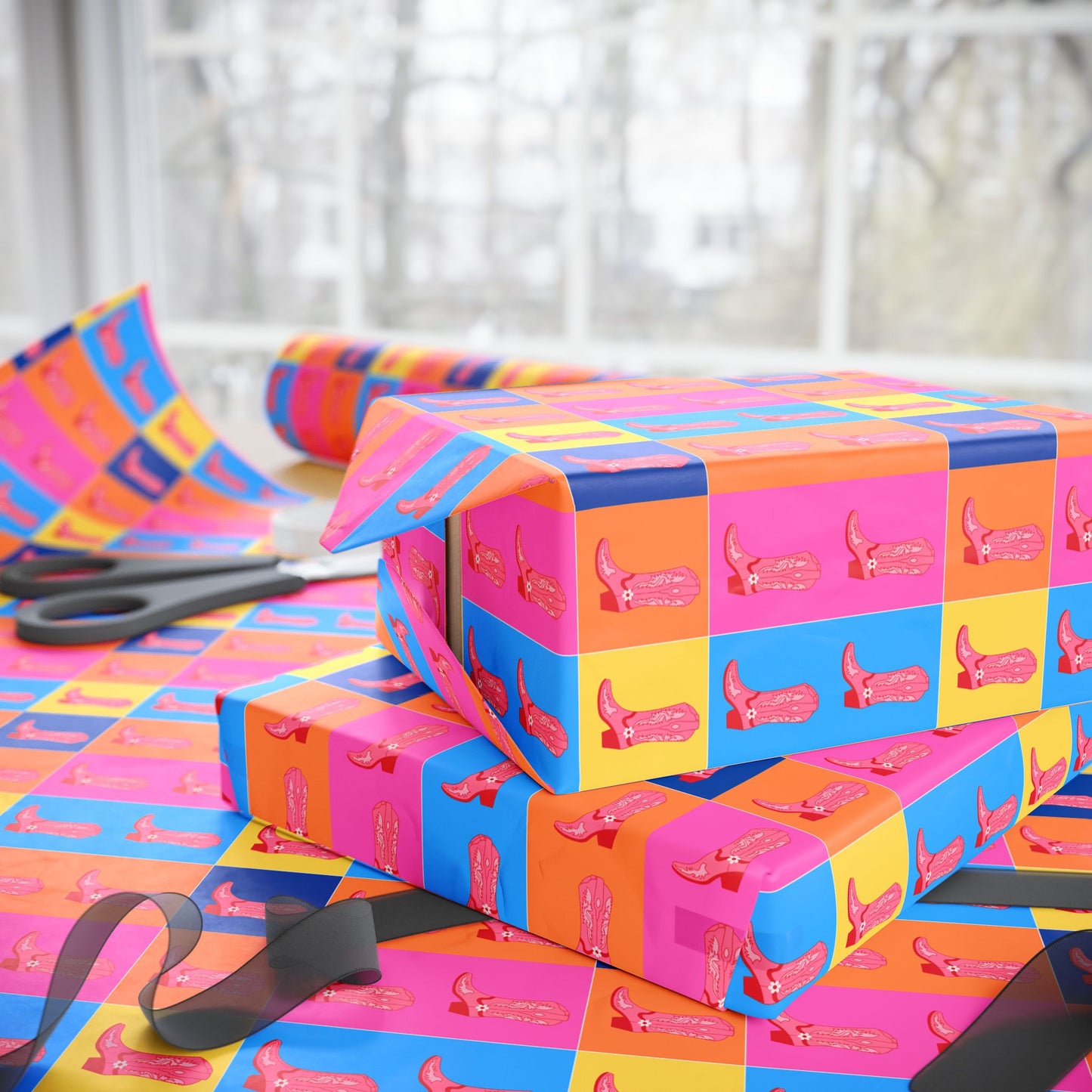 Fun and Colorful Boot Wrapping Paper