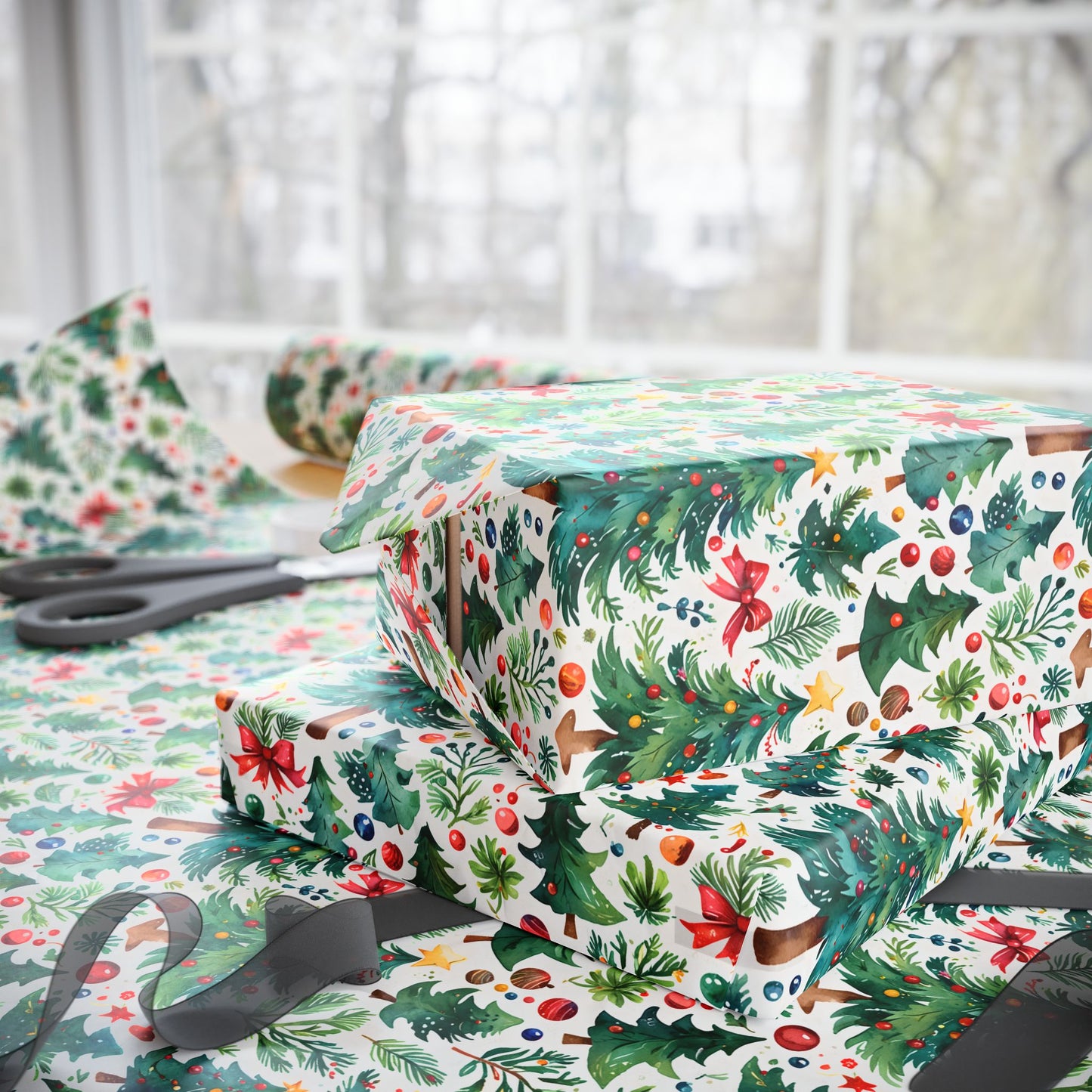 Fir Real Festive – Watercolor Christmas Tree Forest Wrapping Paper