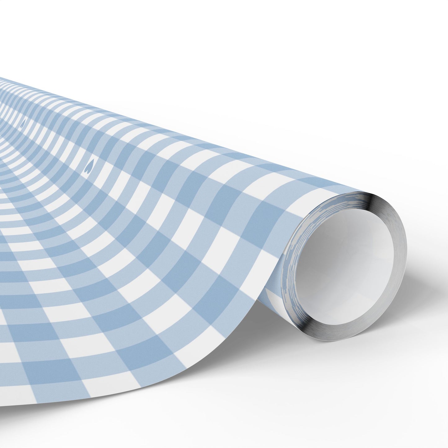 Gingham Blue with Small Hearts Wrapping Papers