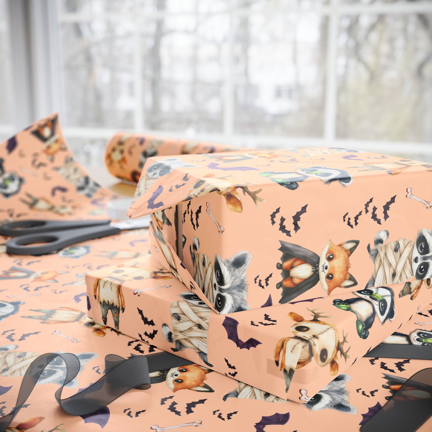 Boop or Boo – Halloween Critter Parade Wrapping Paper