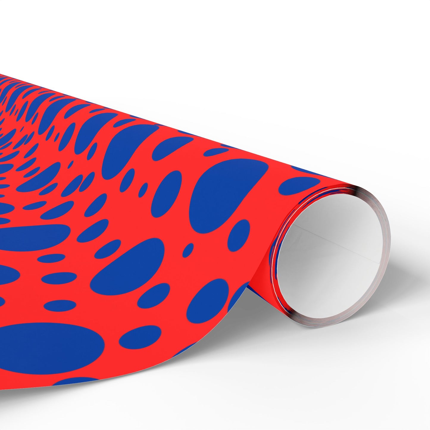 Dot Riot – Bold Blue on Red Modern Wrapping Paper