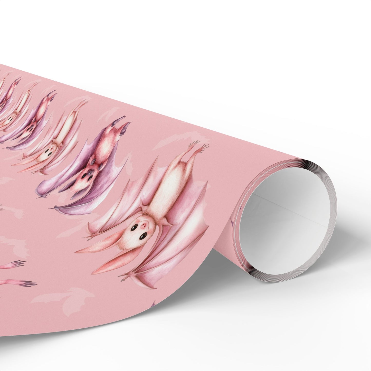 Batty & Blush – Pink Watercolor Bat Wrapping Paper