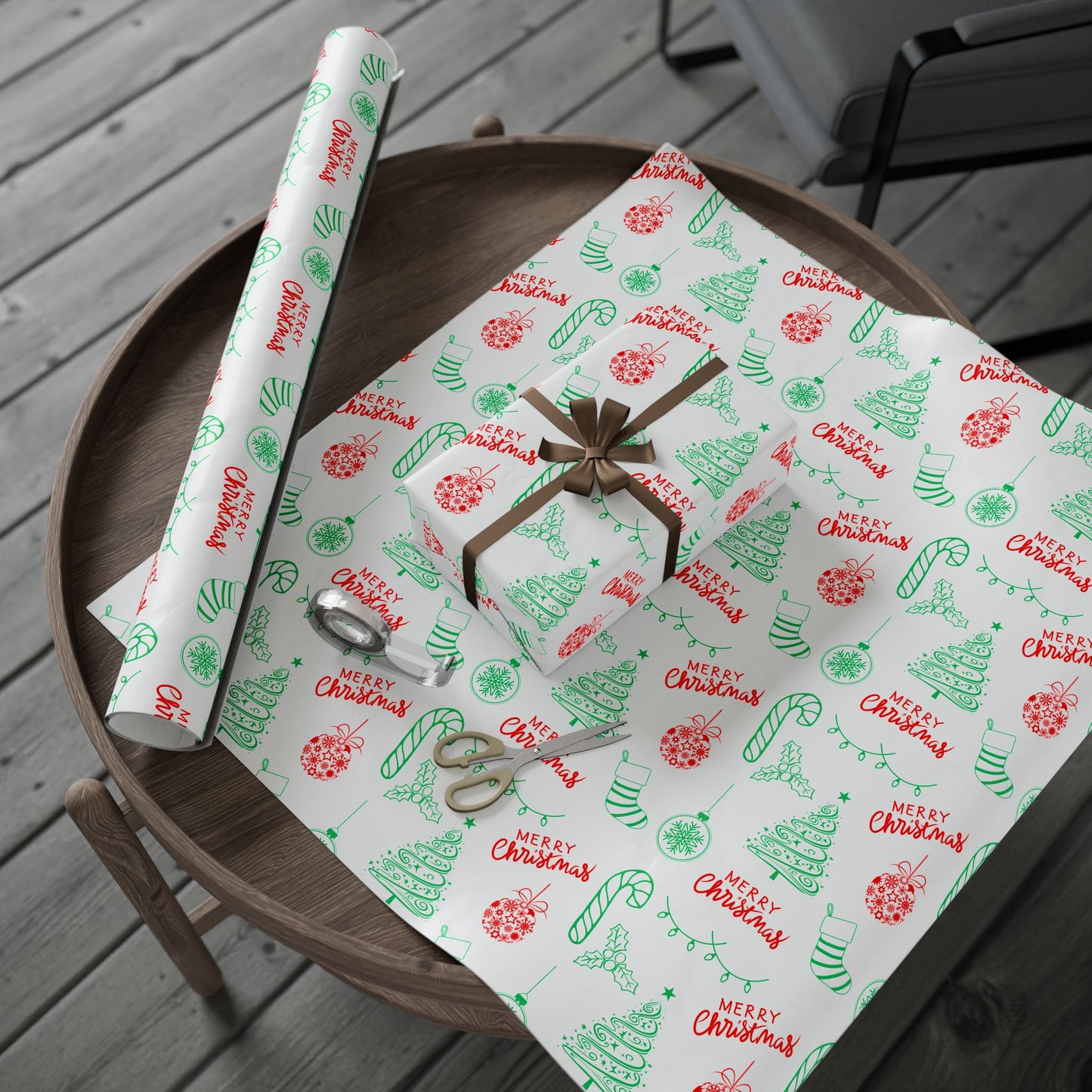 Doodle All the Way – Christmas Line Art Wrapping Paper