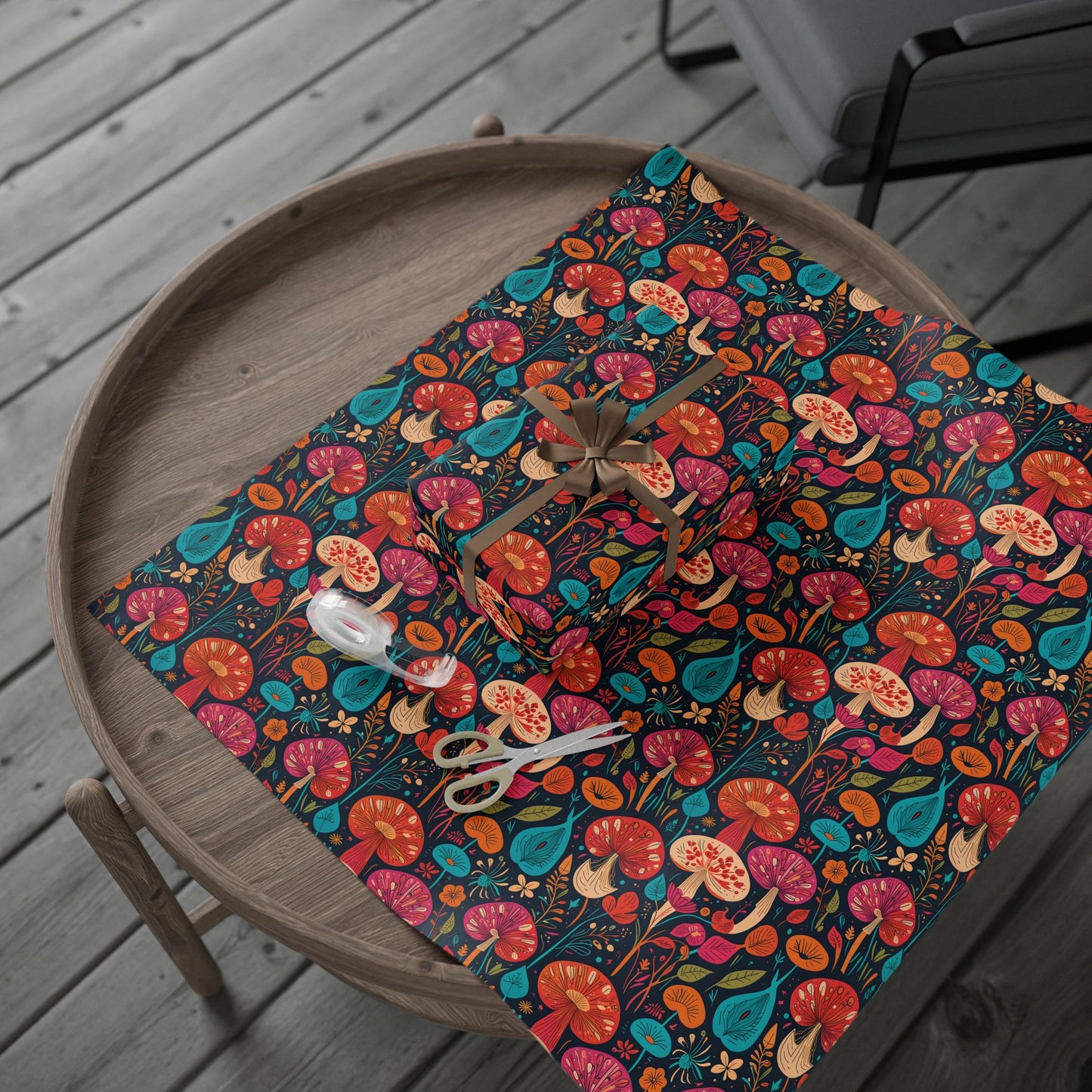 Retro Mushroom Motif Gift Wrap