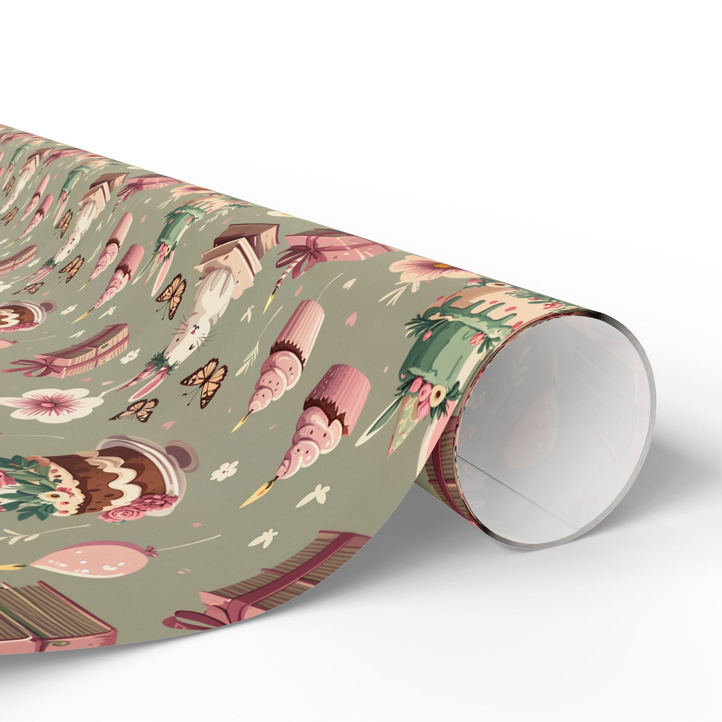 Festive Bunny & Cake Wrapping Paper Roll