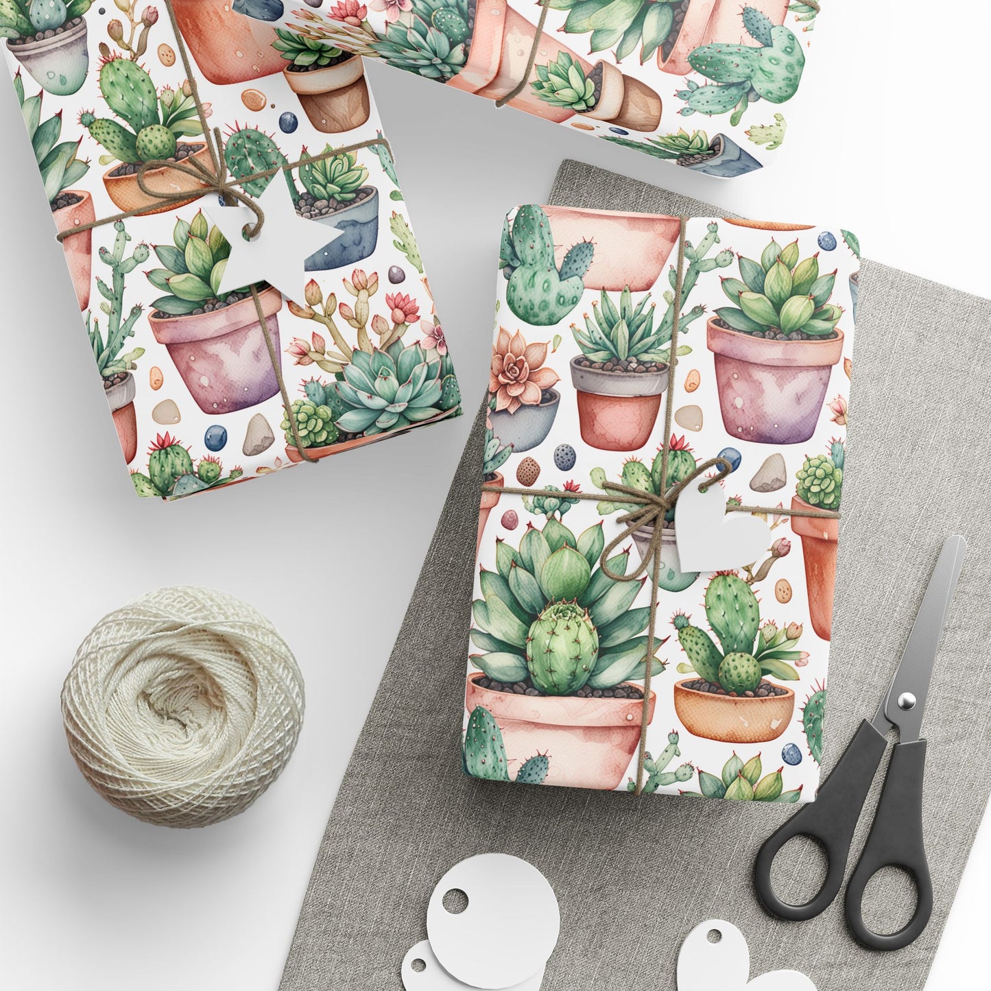 Gift Wrapping Papers with Adorable Succulents