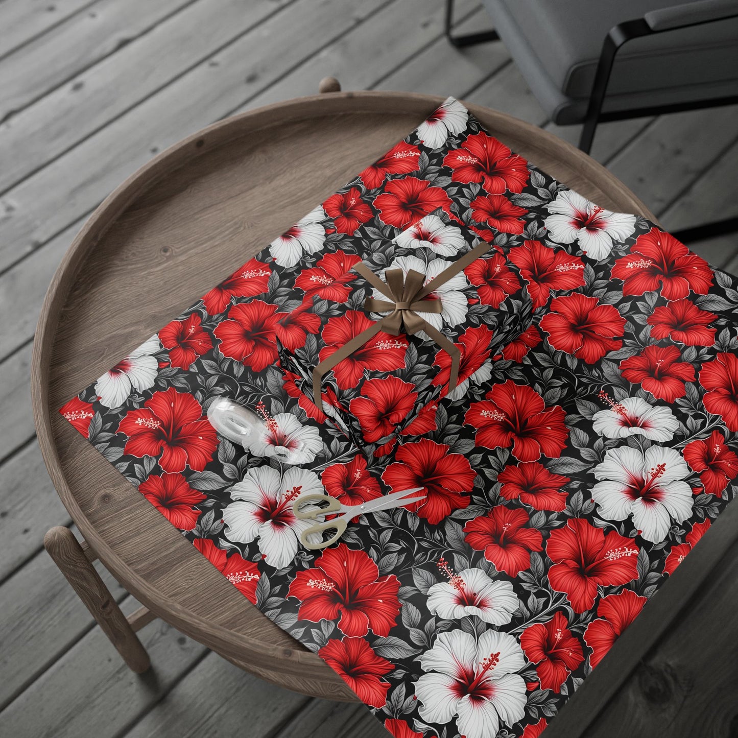 Hibiscus Floral Print Gift Wrapping Paper - Lokipawz