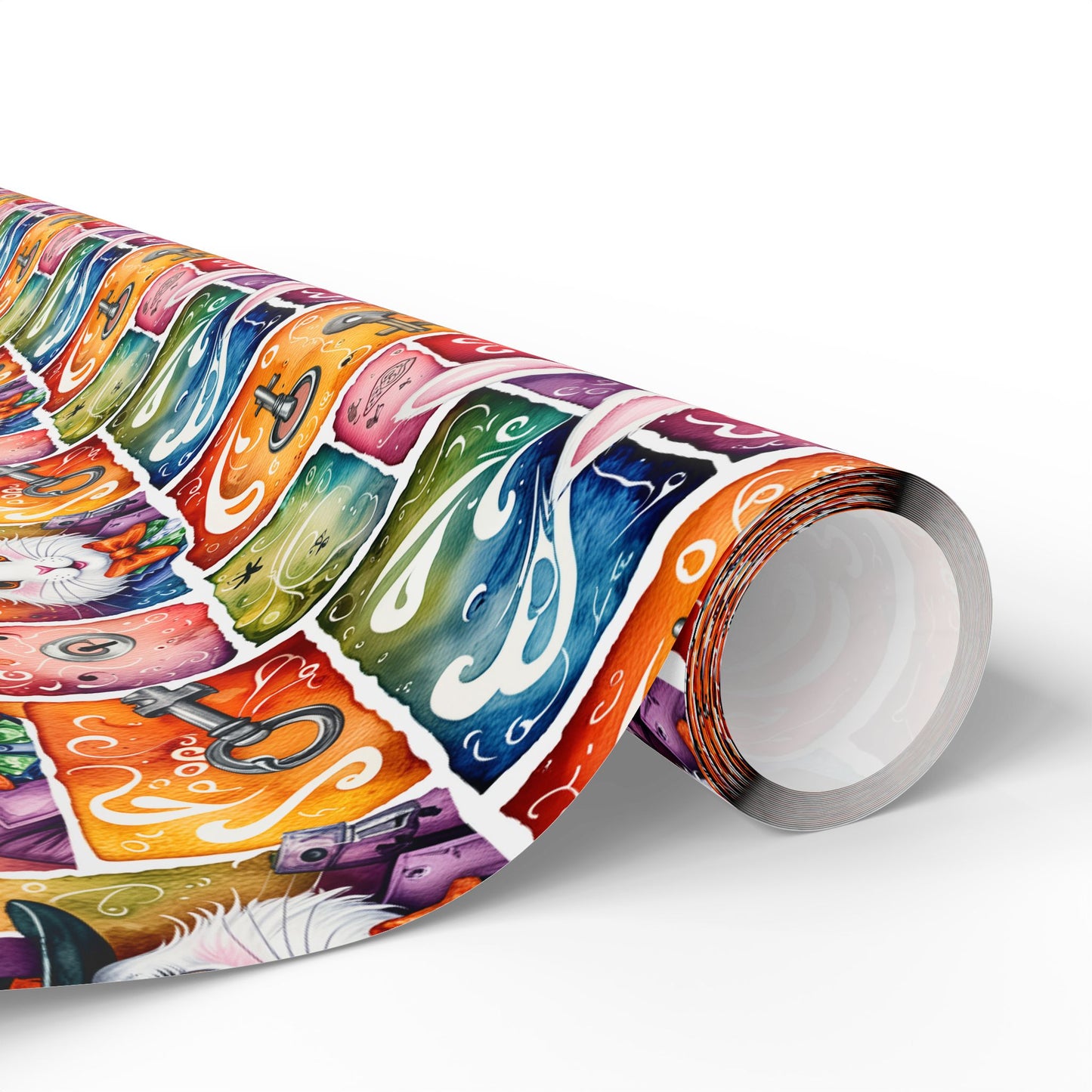 Alice in Wonderland Gift Wrap with Keys & Magic, Whimsical White Rabbit Wrapping Paper