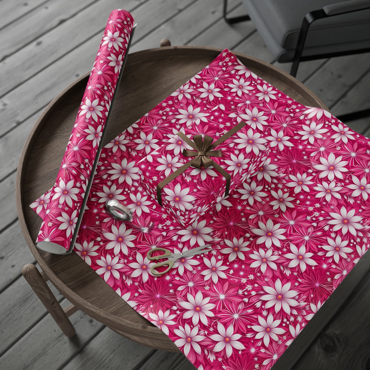 Pink and White Daisies Wrapping Paper