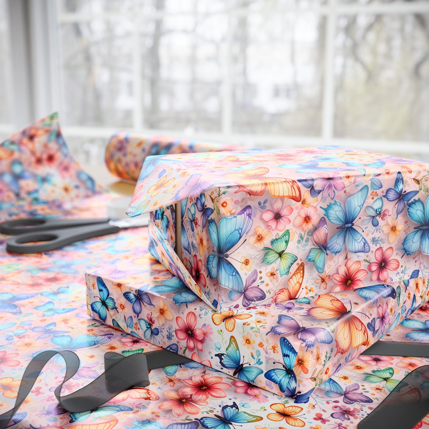 Butterfly Bloom Boom – Bold Garden Butterfly Wrapping Paper