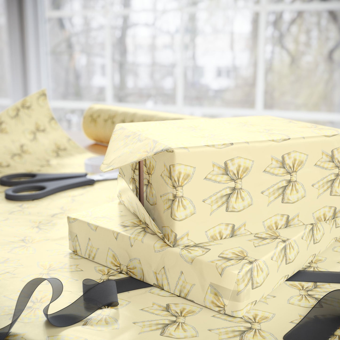Charming Yellow Bow Gift Wrap Set