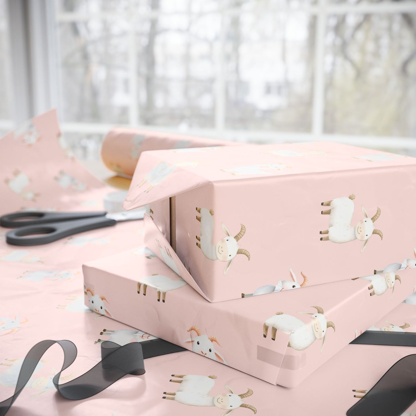 Pink Cute Goat Wrapping Paper