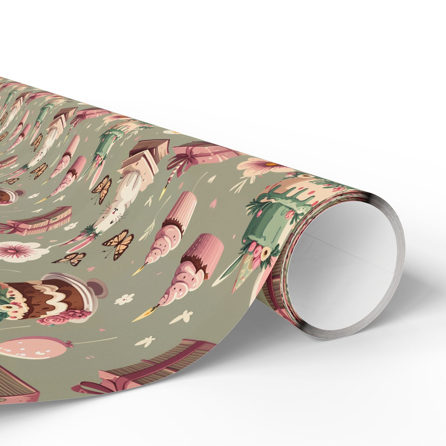 Festive Bunny & Cake Wrapping Paper Roll