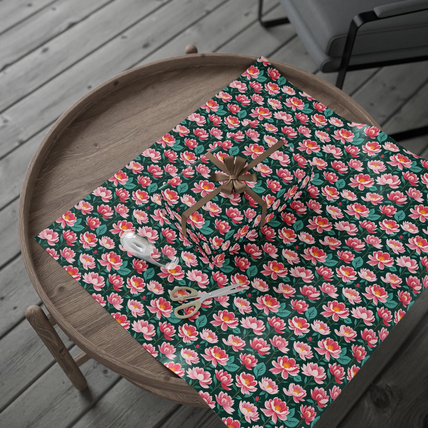 Pink & Green Floral Gift Wrapping Paper