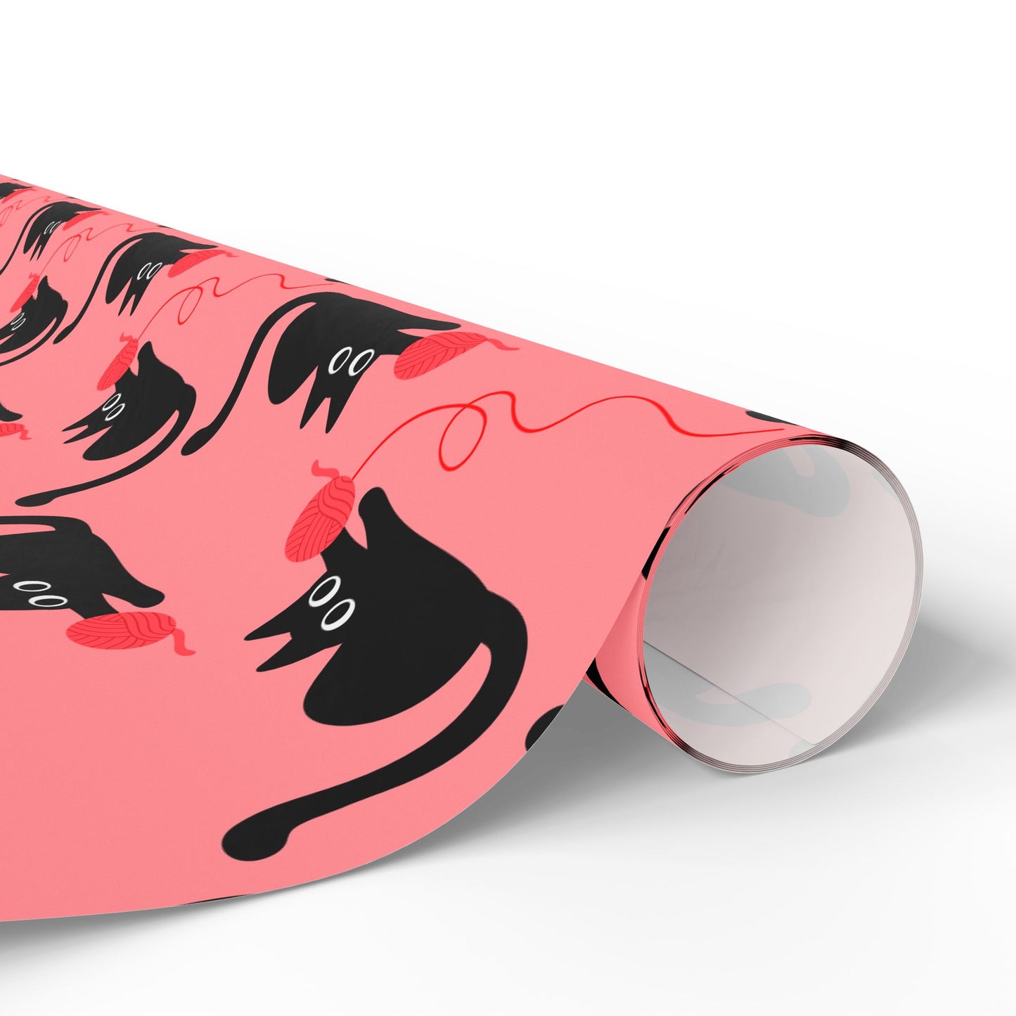 Pink Cat Wrapping Paper – Playful Black Kitty Design for Every Occasion