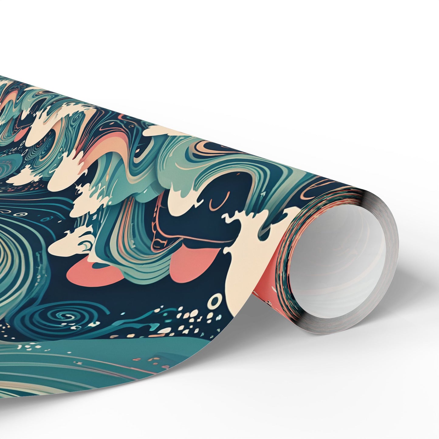 Ocean Wave Wrapping Papers - pink and blue