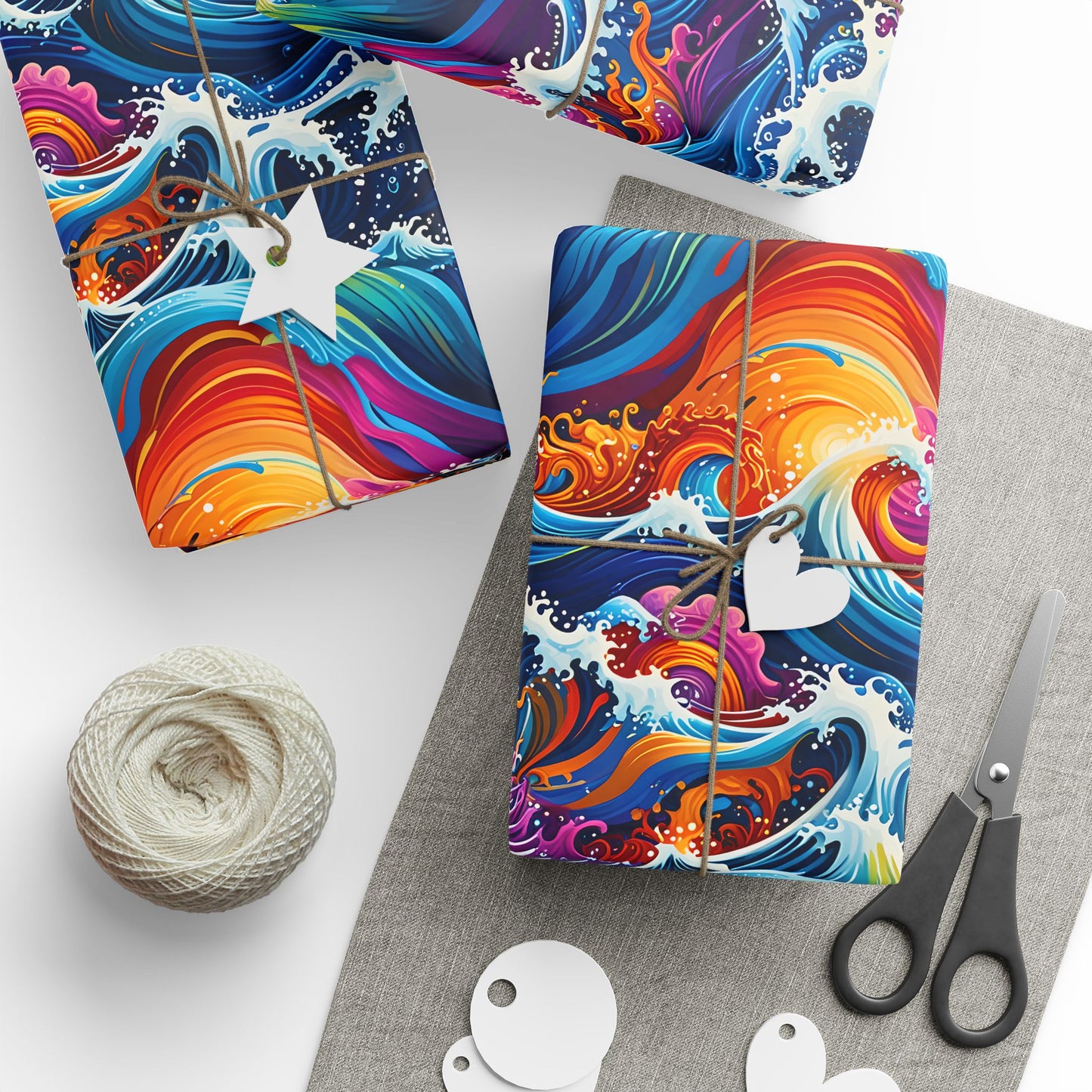 Brightly Colored Ocean Wave Wrapping Papers