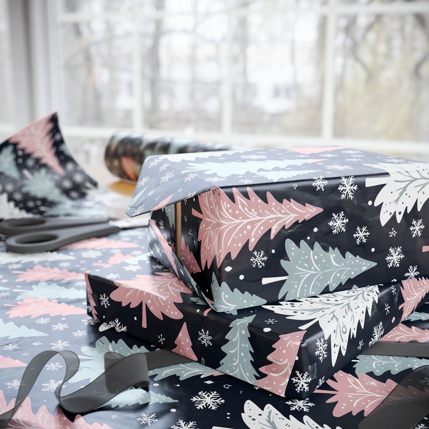 Pink, Blue & White Festive Wrapping Paper