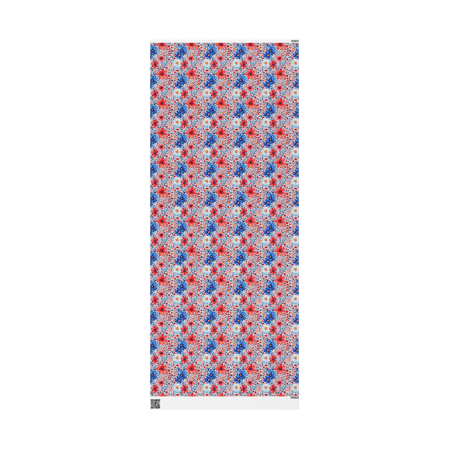 Red, White and Blue Floral Wrapping Paper