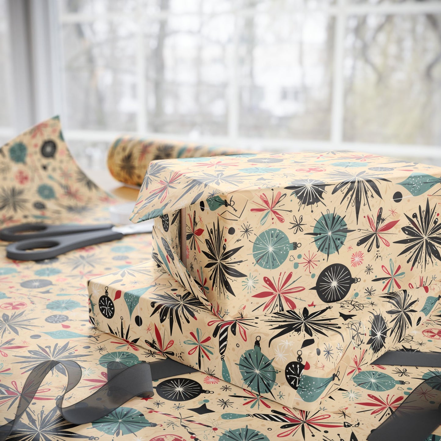 Starlite Lounge – Retro Atomic Holiday Wrapping Paper