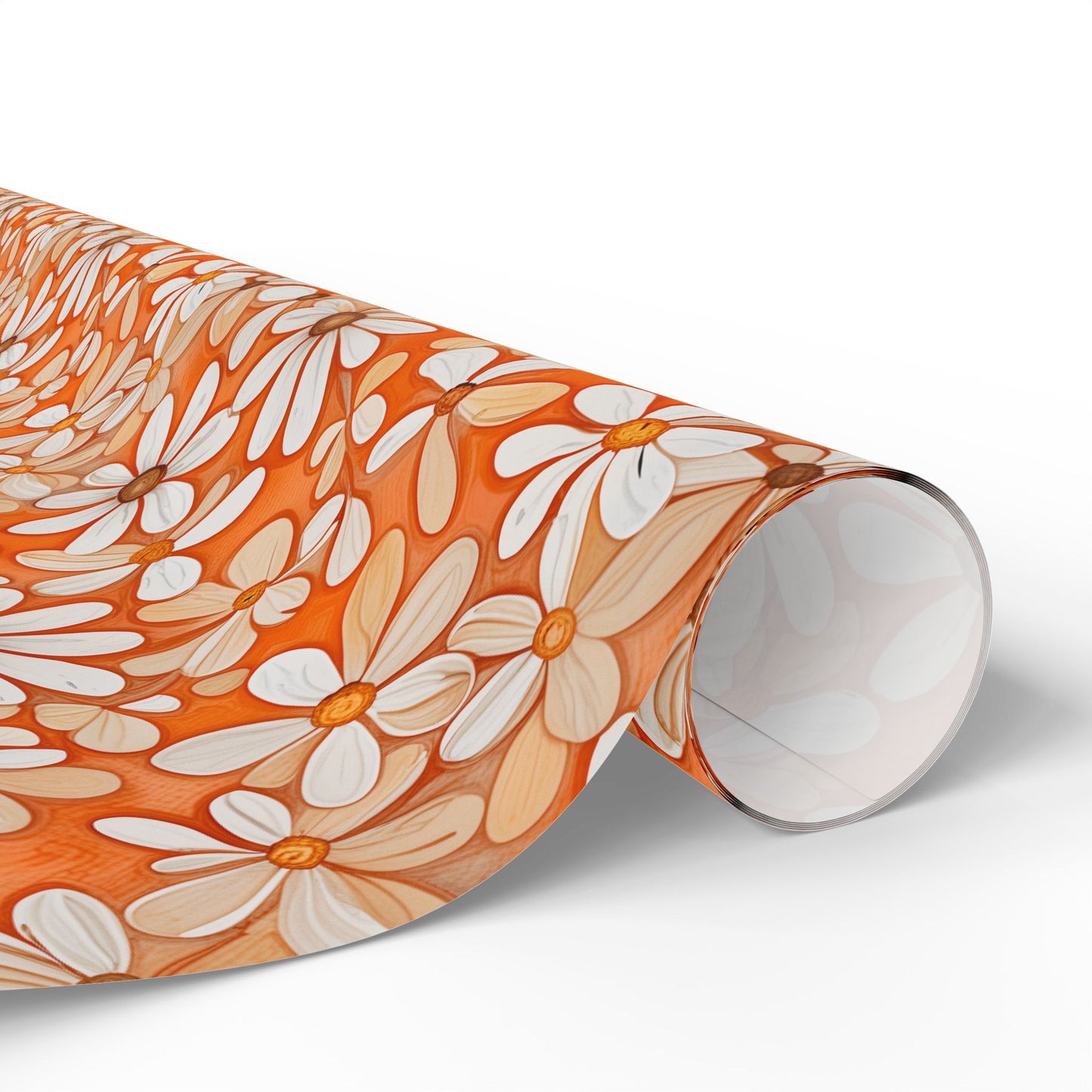 Charming Orange Floral Gift Wrap
