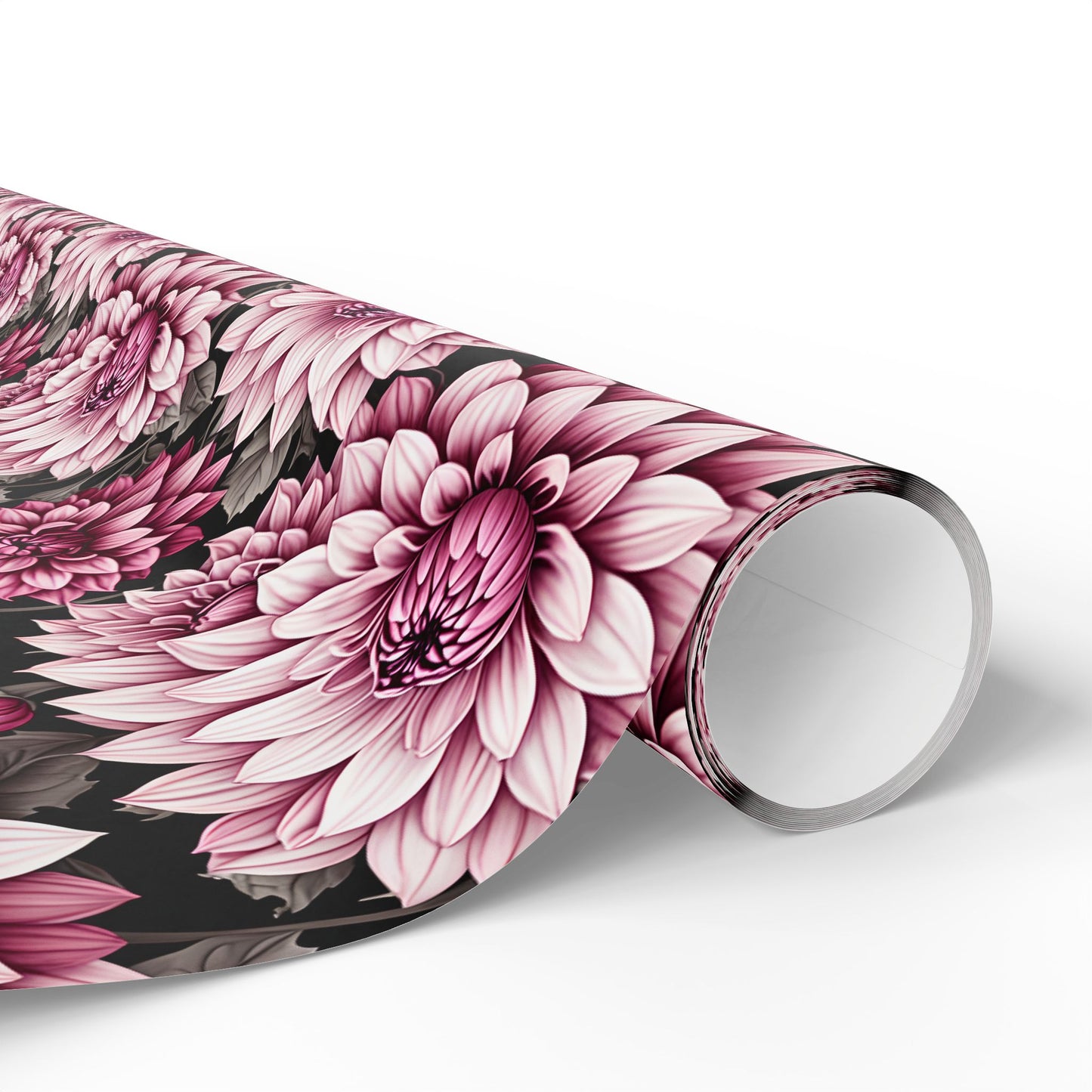 Dahlia Fields of Pink White Black Gift Wrapping Paper