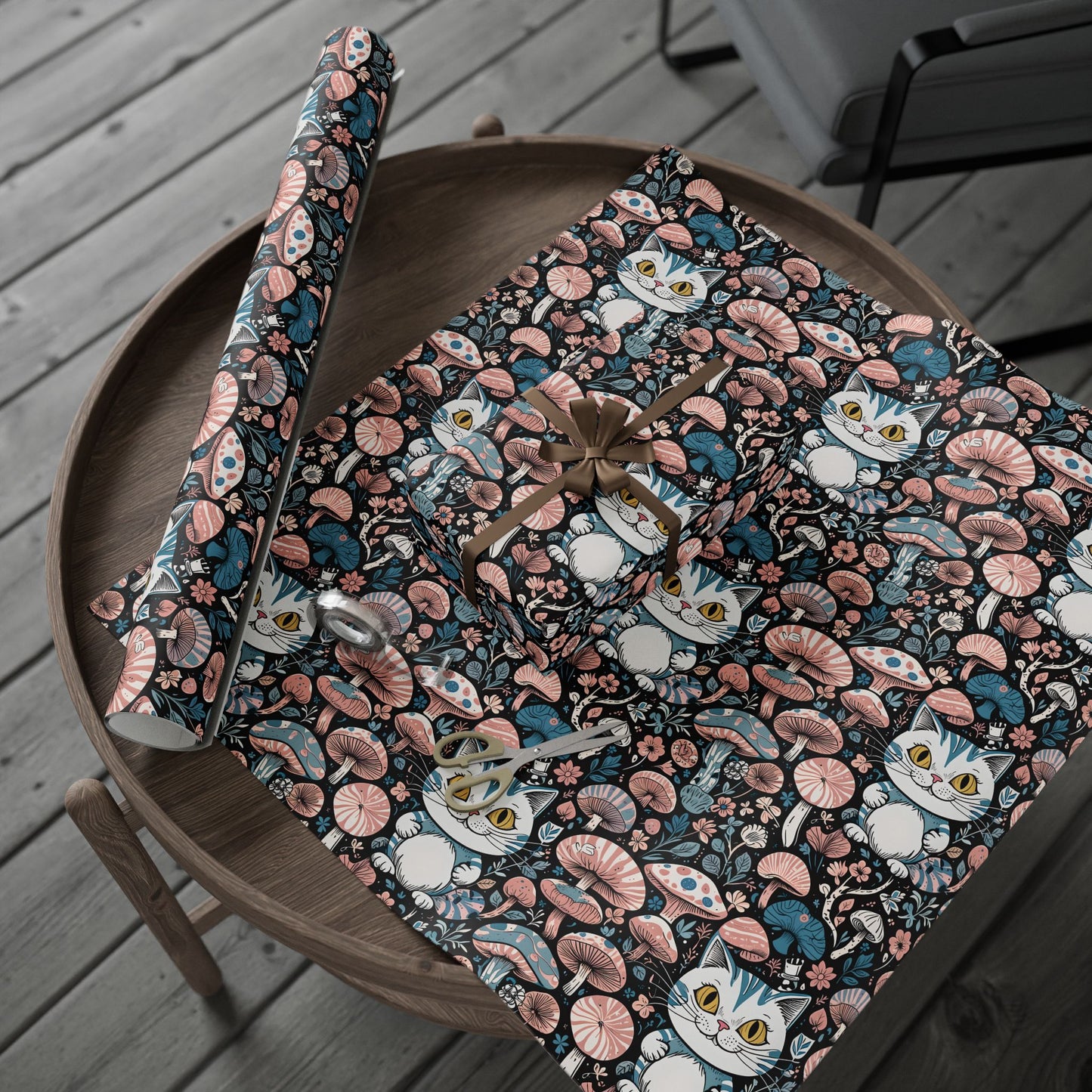 Whimsical Cheshire Cat Wrapping Paper Set - Alice in Wonderland