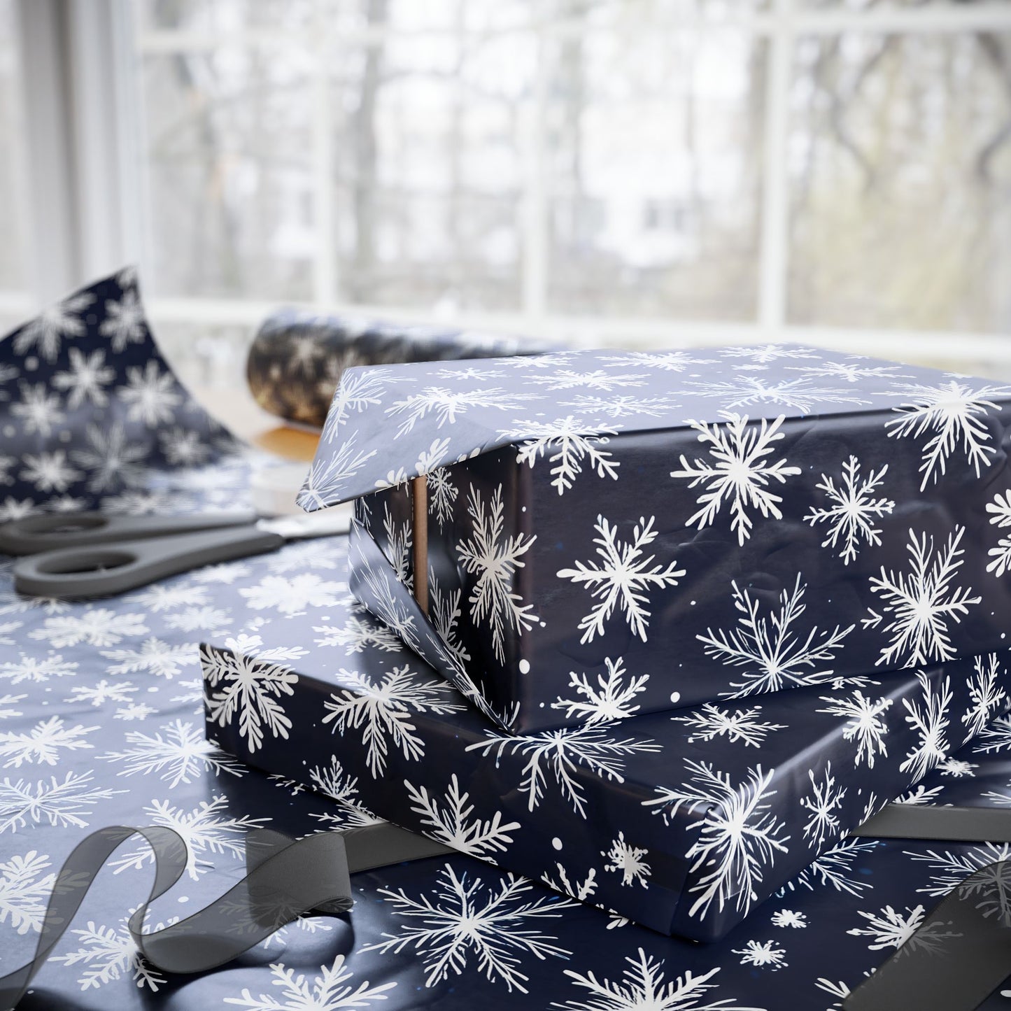 Let It Glow – Midnight Snowflake Wrapping Paper