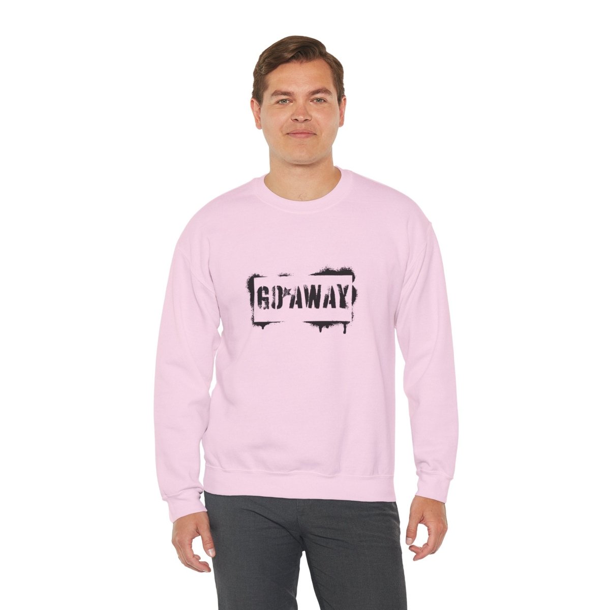Crewneck Sweatshirt - 'Go Away' Stencil Graphic Cozy Pullover