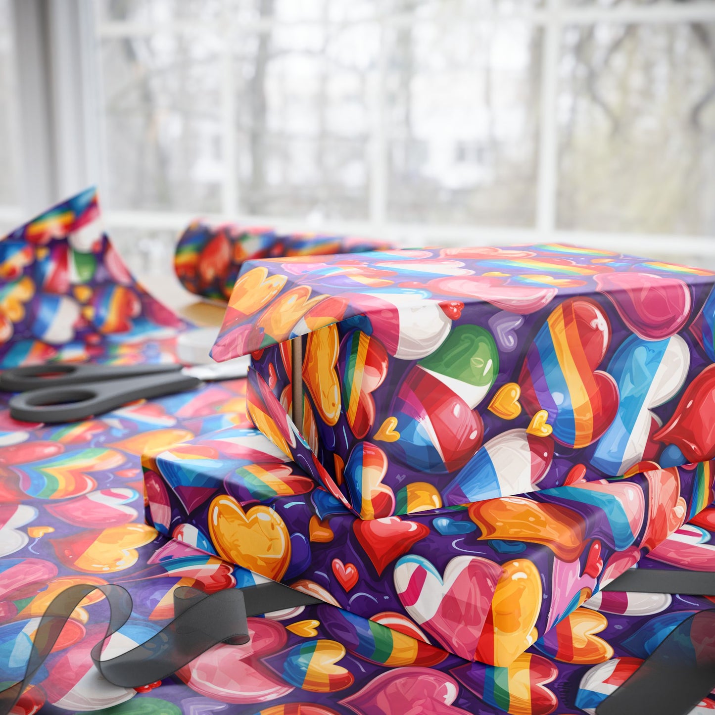 Colorful LGBTQ Heart Wrapping Paper