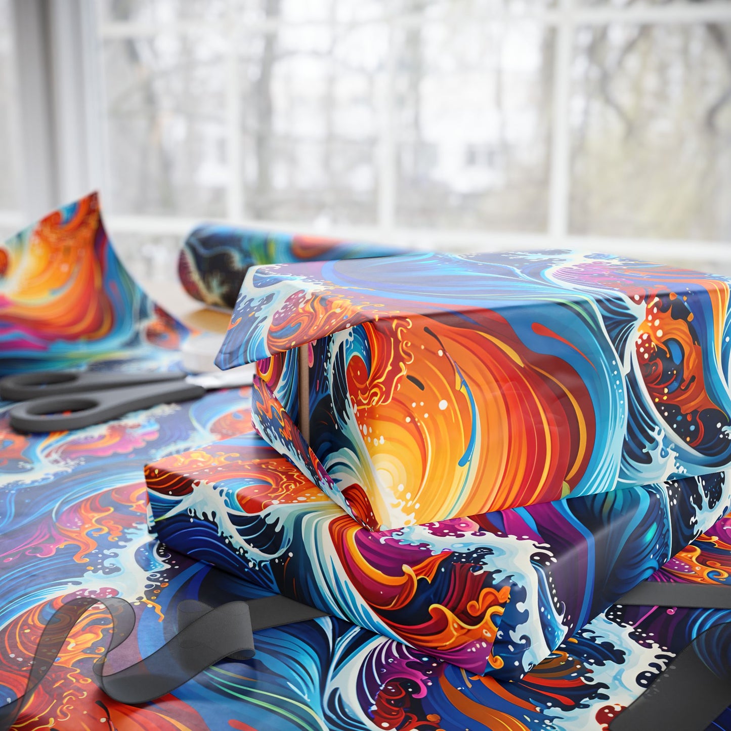 Brightly Colored Ocean Wave Wrapping Papers