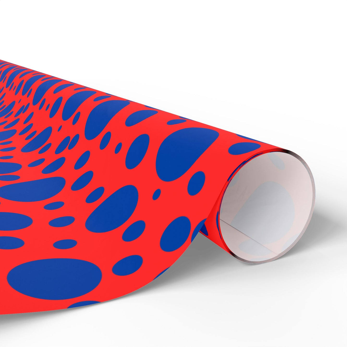 Dot Riot – Bold Blue on Red Modern Wrapping Paper