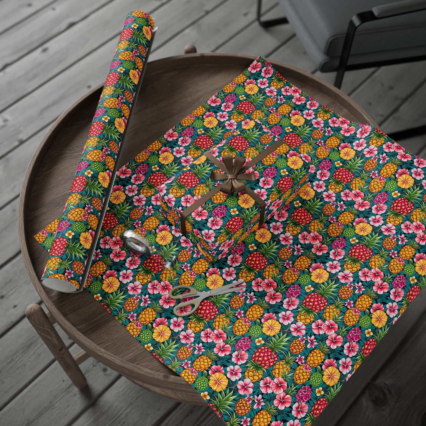 Wrapping Paper - Tropic Treat Pineapple Floral Hawaiian Gift Wrap