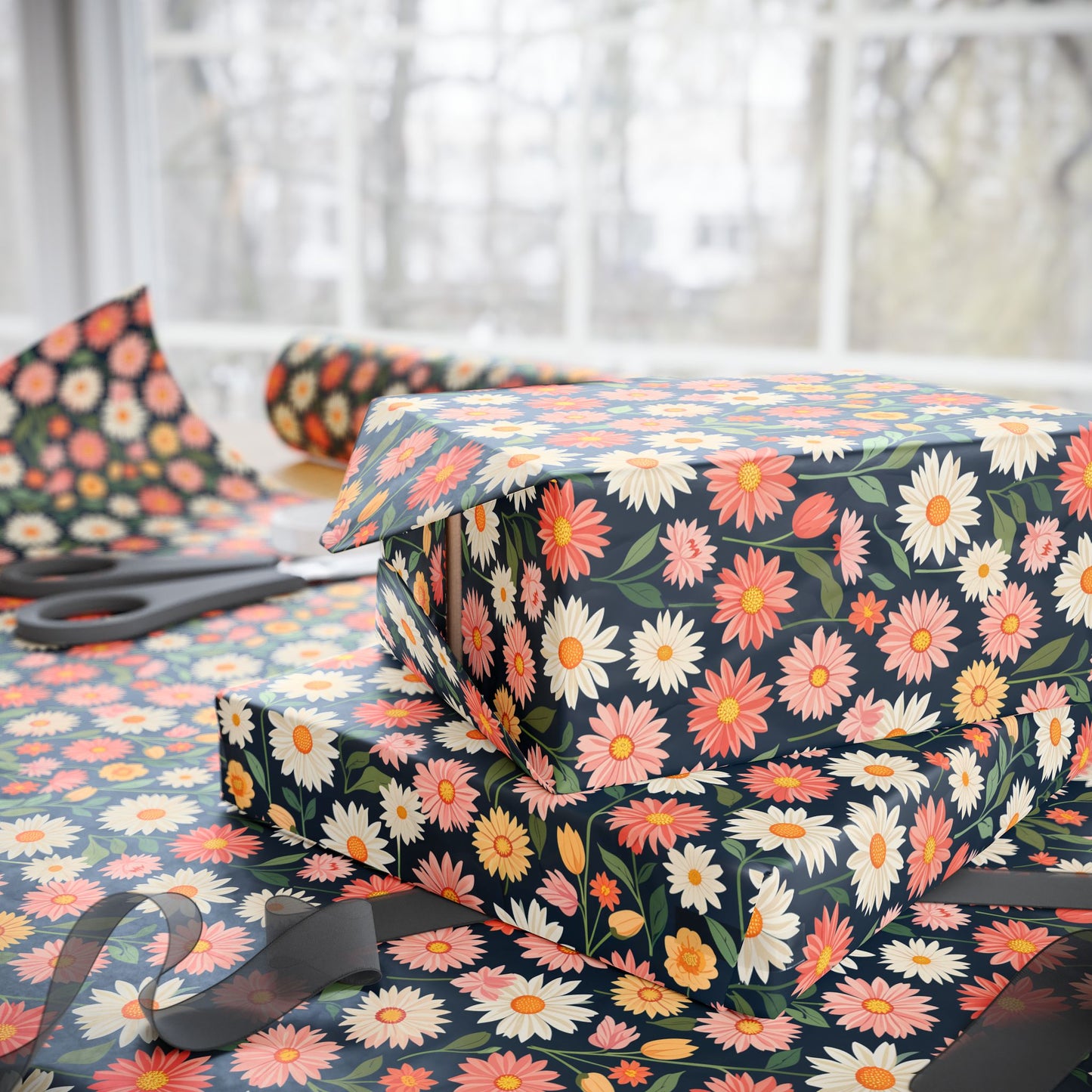 Colorful Daisy Floral Wrapping Paper